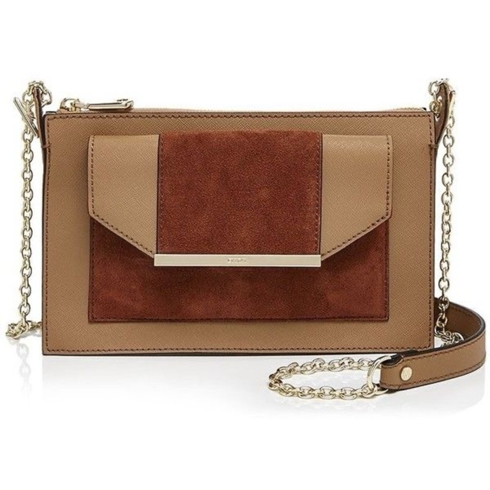 DKNY Donna Karan Bryant Park Suede Panel Top Zip Crossbody Bag